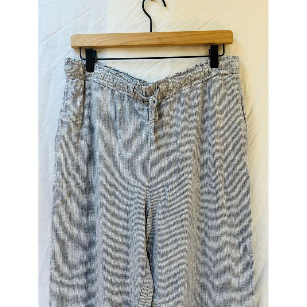 Splendia Collection Women's Striped Linen Blend Wide Leg Crop Pants Lage - Picture 3 of 9